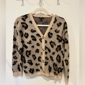 Leopard print sweater cardigan
